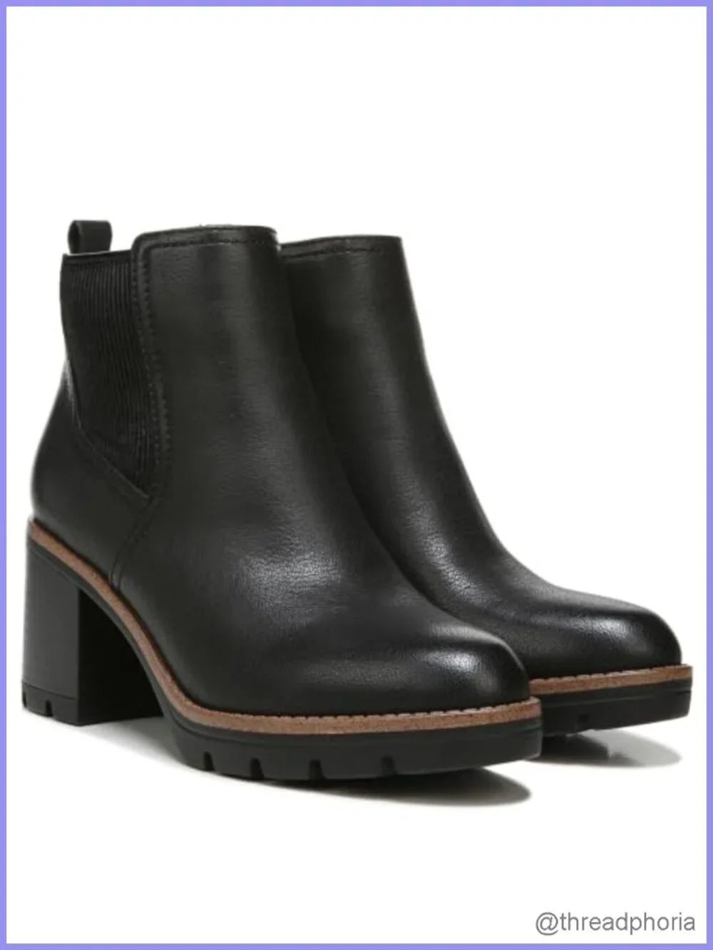 Water-Repellent Faux Suede Ankle Booties with Lug Sole & Block Heel